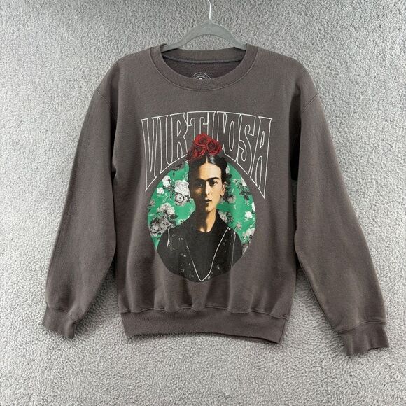 Frida Kahlo Charcoal Gray Virtuosa Pullover Sweatshirt Size Small - Picture 1 of 7